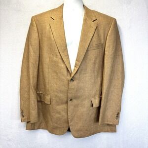 Lord & Taylor Silk Wool Blazer Mens 43R Brown Quiet Luxury Office Classic Spring